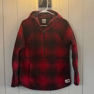 The North Face Women’s Red and Black Plaid Hoodie